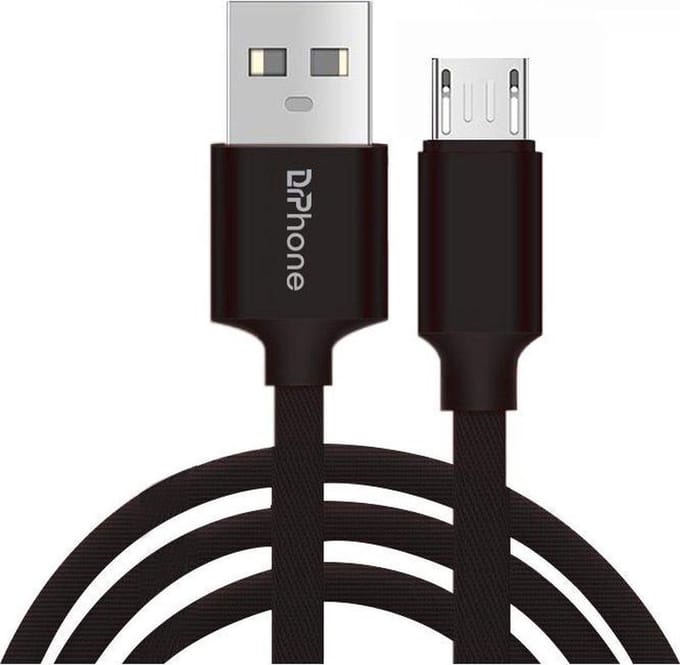 DrPhone HybridX - 3 Meter Kabel - Data + Opladen - Speakers / Koptelefoon - Micro USB - Oplaadkabel – Zwart