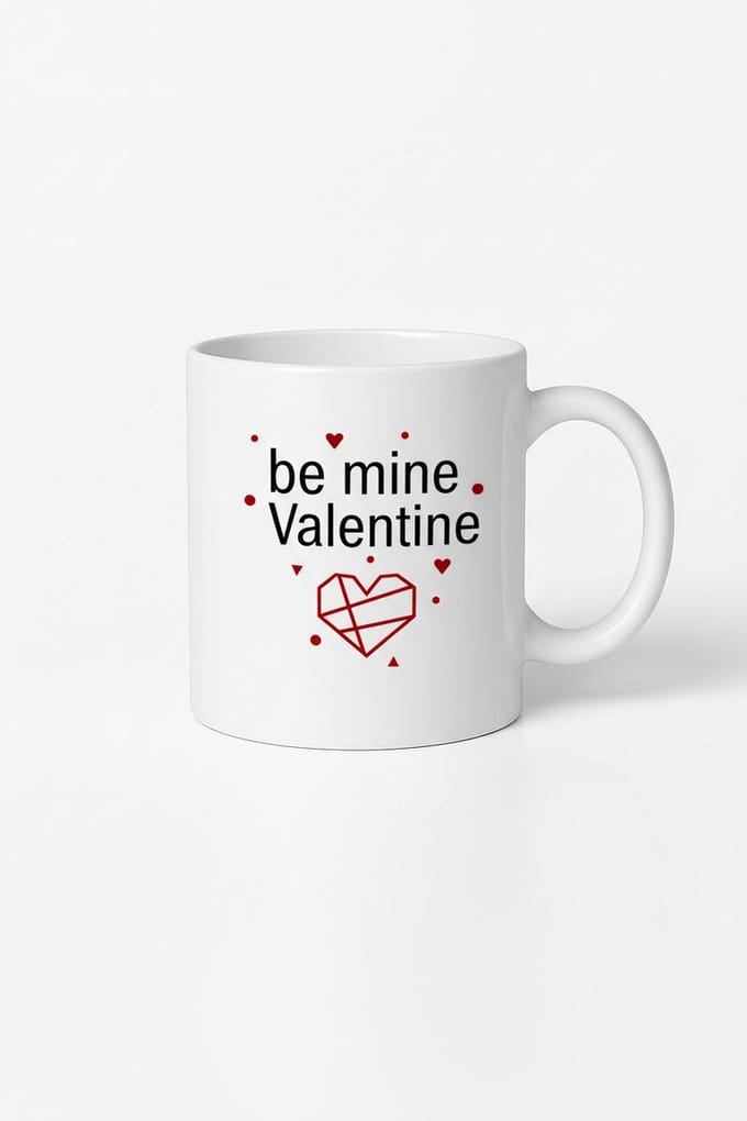 Valentijn Mok "Be Mine Valentine" met Geometrisch Hart - Romantisch Cadeau