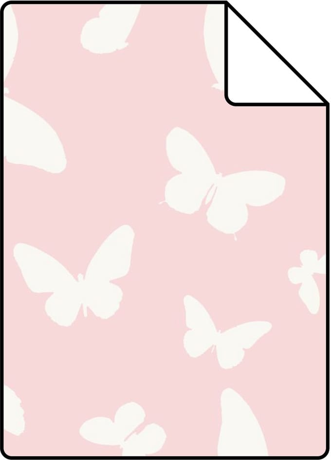 Proefstaal Origin Wallcoverings behang vlinders glanzend roze en wit - 26,5 x 21 cm - 347691-S