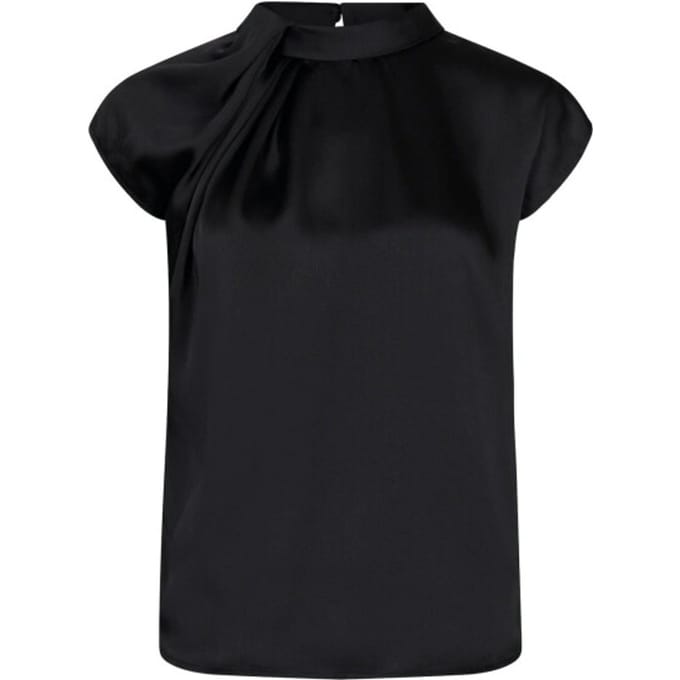 Blousetop van satijn met knoopdetail model 'Fleur Drapy'