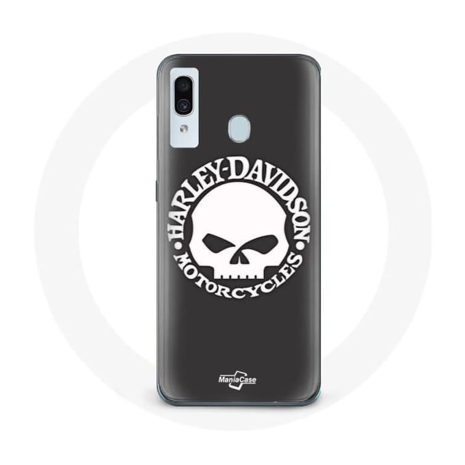 Coque - Harley Davidson - Samsung Galaxy A20 - Souple - Noir - Tête de mort