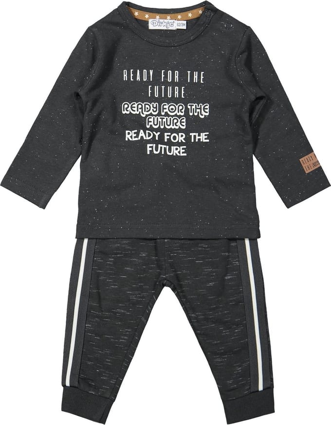 Dirkje - Boys 2 pce babysuit ls trousers Anthracite - maat 74