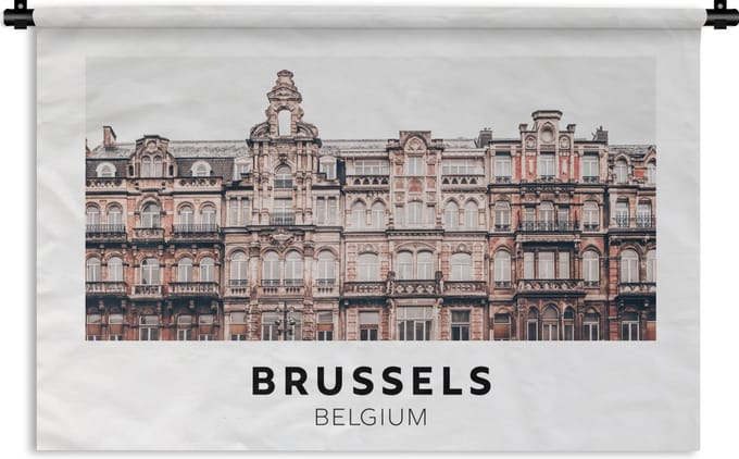 Wandkleed - Wanddoek - België - Brussel - Huizen - 60x40 cm - Wandtapijt