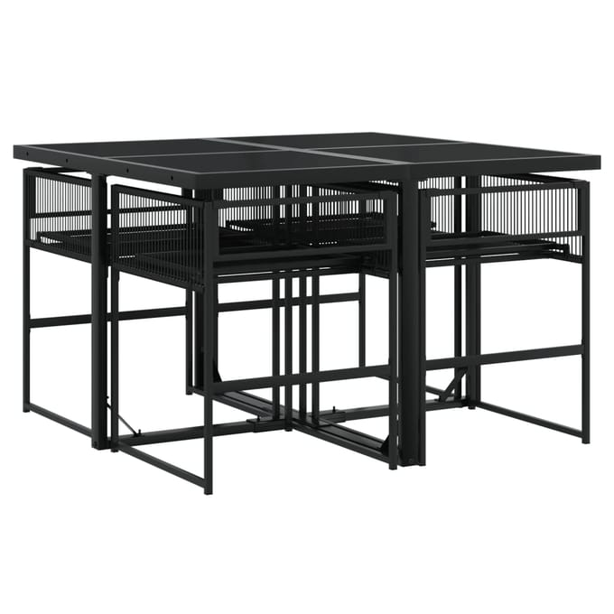 vidaXL - 5-delige - Tuinset - poly - rattan - zwart