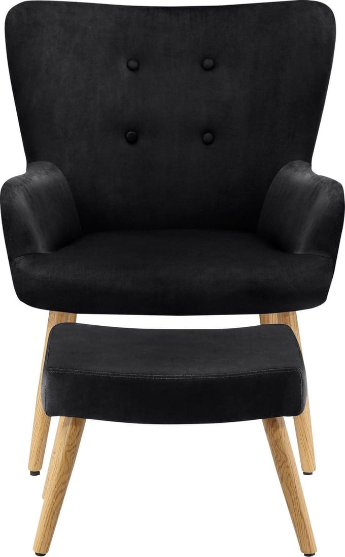 Coco-Fauteuil & Kruk - Zwart Fluweel