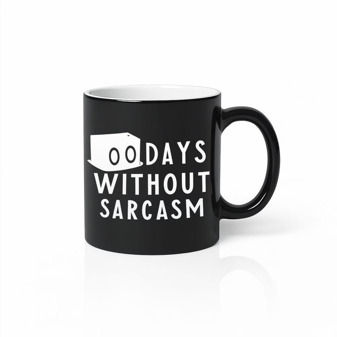 0 Days Without Sarcasm Black Magic Mok – 330 ml – Grappige Sarcastische Quote Koffiemok