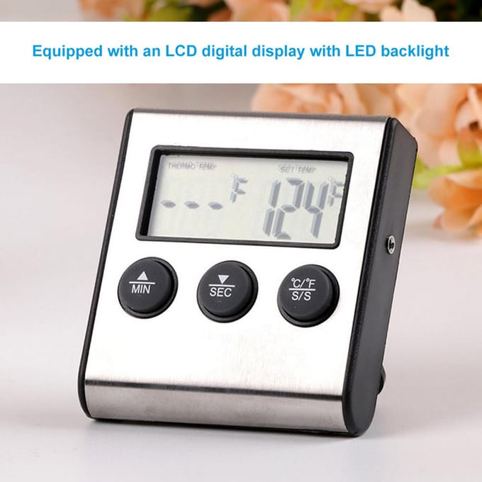 Digitale Vleesthermometer Barbecue Eten Kookthermometer Sonde Steak BBQ Temperatuurmeter black