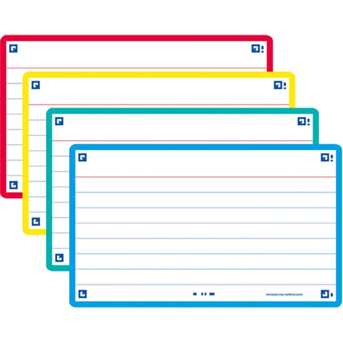 Oxford Flash 2.0 flashcards - gelijnd - A7 - 80 stuks - 4 kleuren