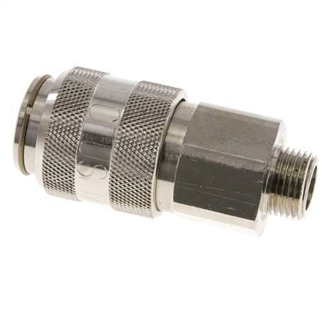 Vernikkeld Messing DN 15 Luchtkoppeling Snelkoppeling G 1/2 inch Buitendraad Double Shut-Off - CLS15-M-BN-SV-P-012