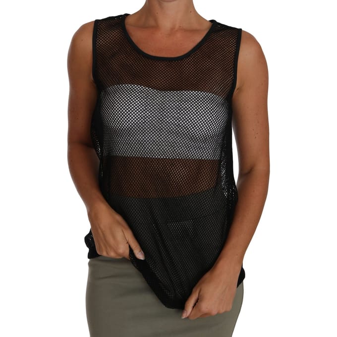 Dolce & Gabbana Zwarte Gaas Transparante Blouse T-shirt