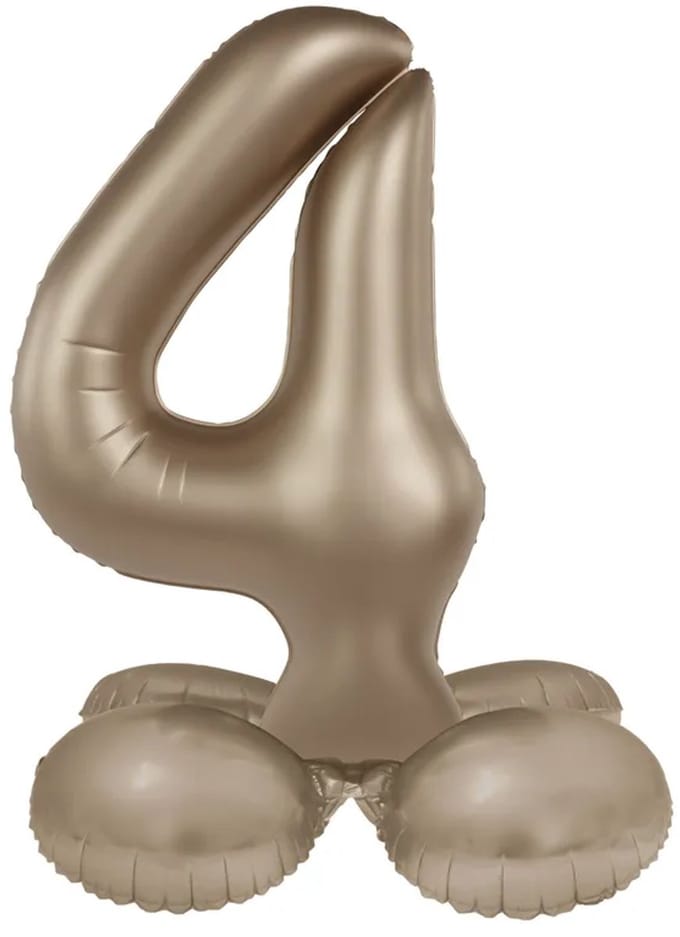 Staande Folieballon Cijfer 4 - Starlight Gold - Satin Gloss - 72 cm