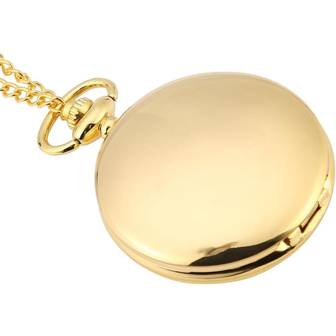 Klassiek Kwarts Analoog Glad Zakhorloge Kettinghanger met Ketting Goud beige