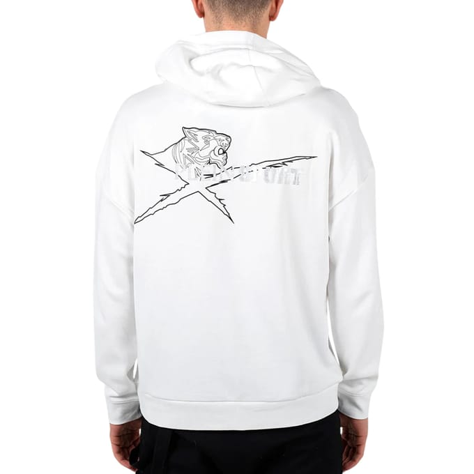 Philipp Plein Sport Block Logo Op Borst Witte Hoodie