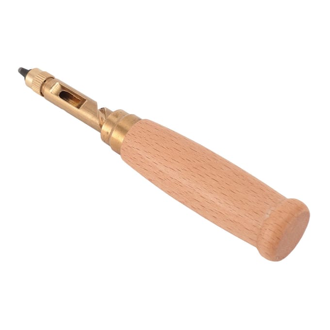 6 STUKS Set Schroefpons Automatisch Multifunctioneel Stil Houten Handvat Riemgatenmaker beige