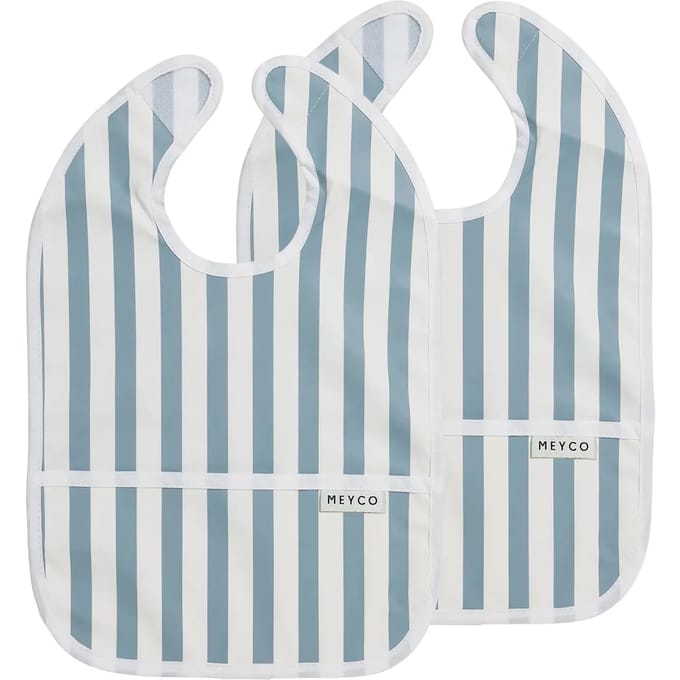 Meyco Baby Fat Stripe Slab Met Opvangbakje - 2-pack - Jeans Blue