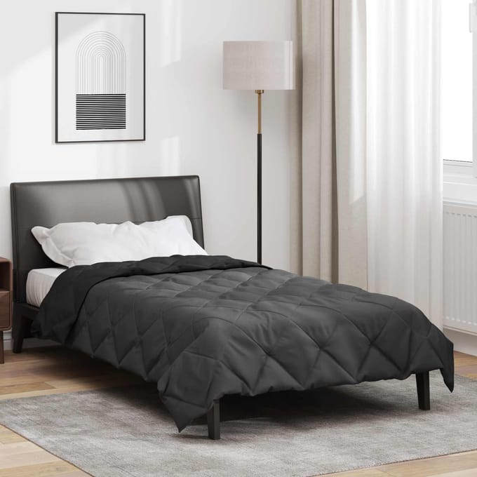 vidaXL Vol jaar dekbed Zwart en Anthraciet 135 x 220 cm Microfiber
