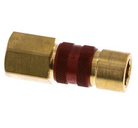 Messing DN 5 Rood-Coded Luchtkoppeling Snelkoppeling G 1/4 inch Binnendraad - CLS5-F-B-RED-CD-014