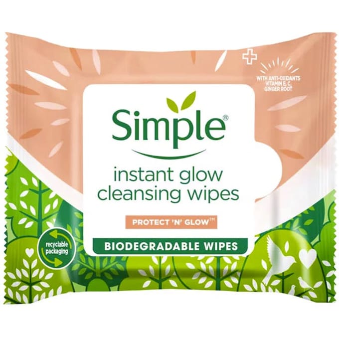 Simple Instant Glow Cleansing Wipes Protect N' Glow 20 st