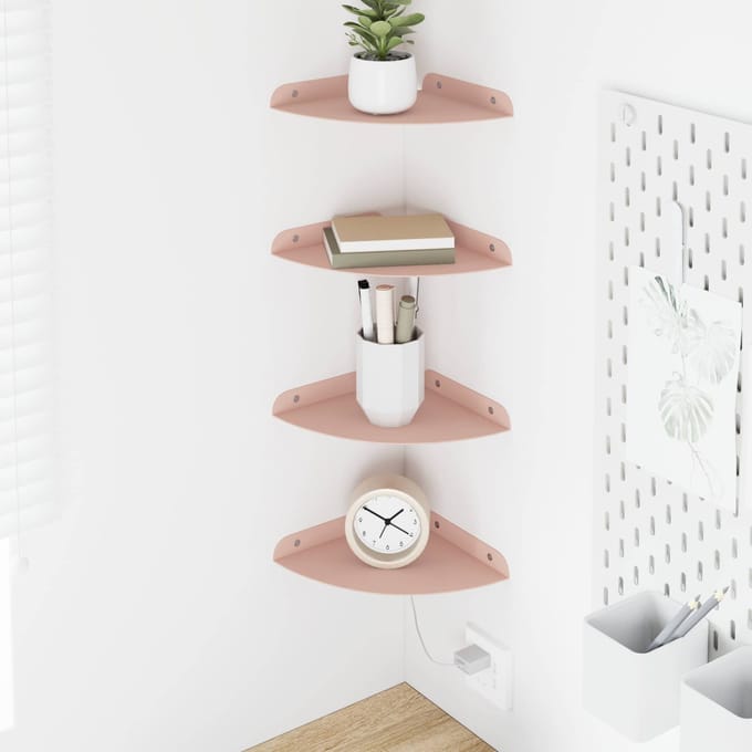 vidaXL - Hoek - Plank - 4 - st - Roze - 18 - x - 18 - x - 2 - cm
