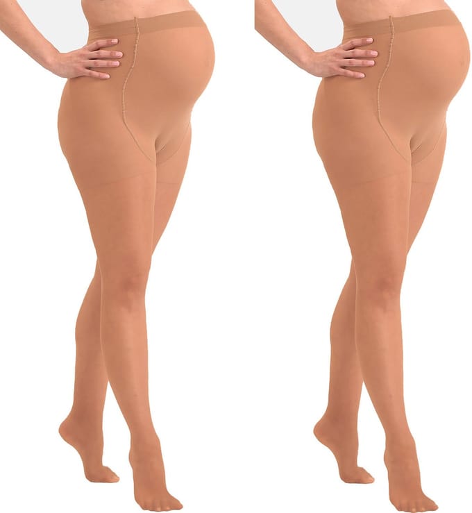 Mamsy - 2-Pack Comfortabele Sheer Zwangerschapspanty 20den - Cognac - M