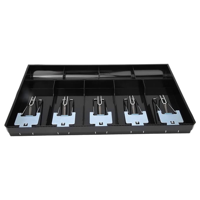 ABS Materiaal Lade met Metalen Clip Kassalade Register Inzetlade Valuta Opbergdoos(Zwart) zwart