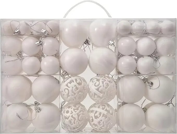 Nivard Kerstballen - Kerstversiering - Plastic - Wit - Kerstballenset - 100 stuks