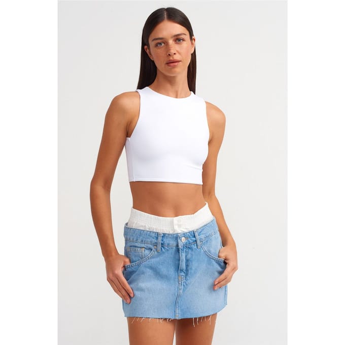 Midwaist Verslete Denim Minirok