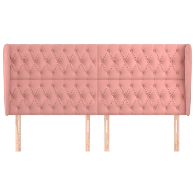 vidaXL - Hoofdbord - met - randen - 203x23x118/128 - cm - fluweel - roze