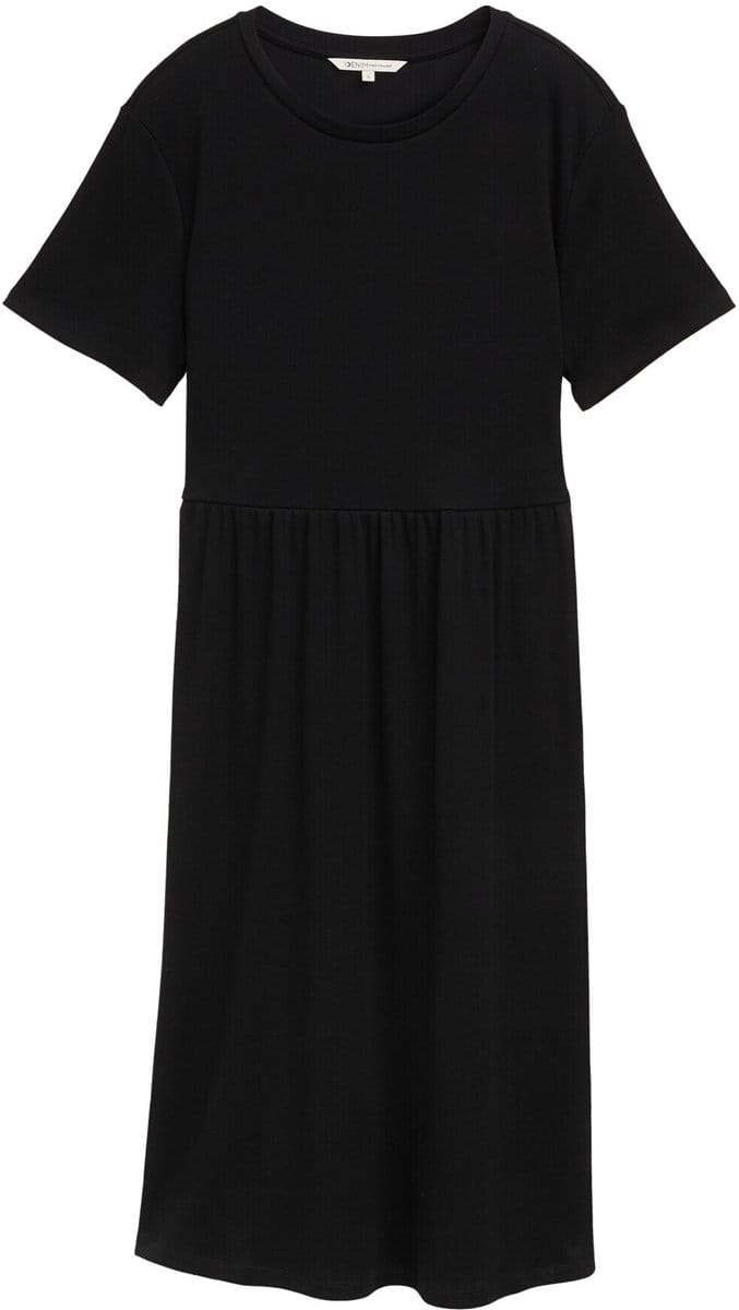 Tom Tailor Denim - Jersey midi-jurk - Maat S - deep black