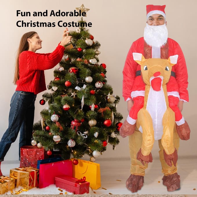 Opblaasbaar Kerst Rendier Kostuum Grappige Kleding Kerst Rendier Kostuum Lucht Opblaaspak Children orange