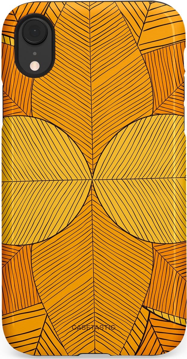 Casetastic hoesje geschikt voor Apple iPhone XR - Dubbellaagse bescherming - Rasterblad - Fashion Case - Okergeel Oranje
