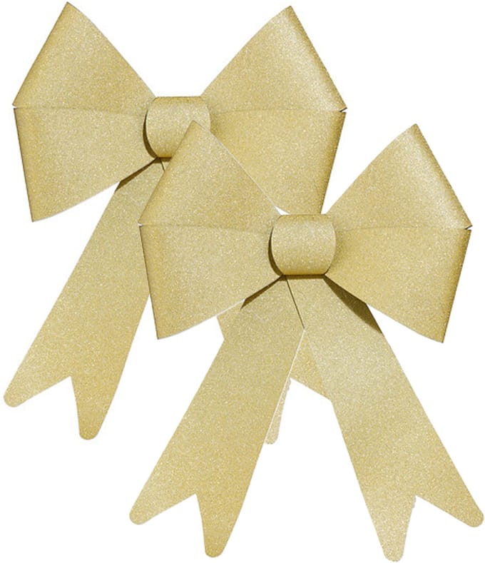 Feeric Christmas Kerst strik - 2x - goud - glitter - 30 cm - pvc - decoratiestrik - kerststrik - kerstversiering