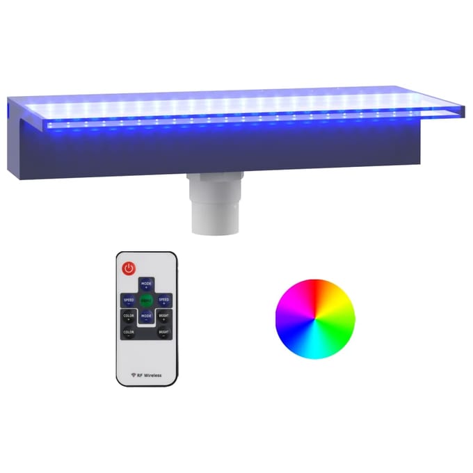 vidaXL - Watervaloverlaat - met - RGB - LED's - 45 - cm - acryl