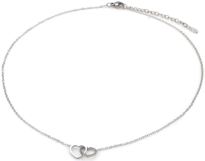 Ketting - RVS - hartjes - zilverkleurig - 40-45 cm