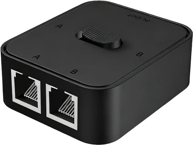 QUOVO® Internet Splitter - Internetkabel - Netwerk Switch - Zwart - 10cm x 5cm x 1cm