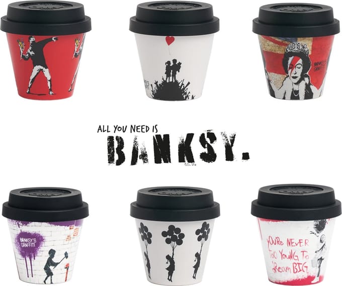 Quy Cup 6 espressokopjes 90ml Banksy Edition Pakket (inclusief deksels)