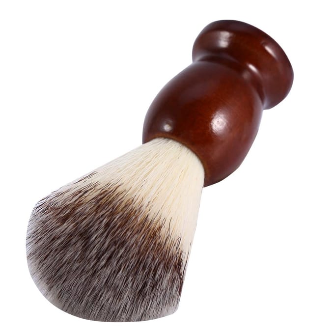 Blaireau de Rasage Professionnel pour Homme Nettoyage Facial Poils en Nylon et Manche en Bois Outil de Barbier white