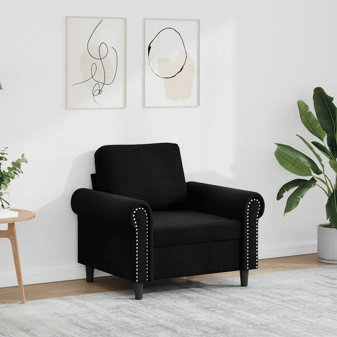 vidaXL - Fauteuil - 60 - cm - fluweel - zwart