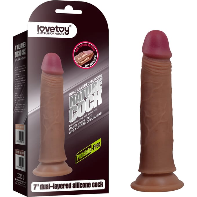 Dual Silicone Dildo 7" zeer realistiche in het bruin