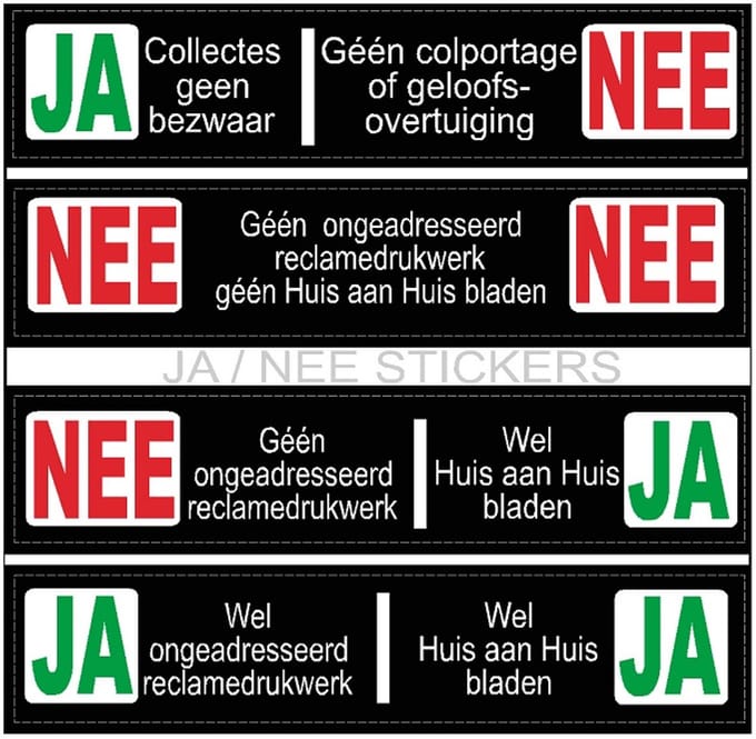 Nee ja brievenbus sticker/ Ja ja sticker / Nee nee sticker (geen reclame)