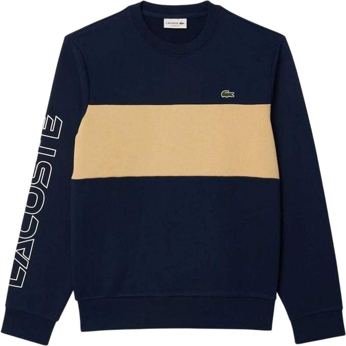 Lacoste Klassiek herensweatshirt met kleurblokken (Marine)