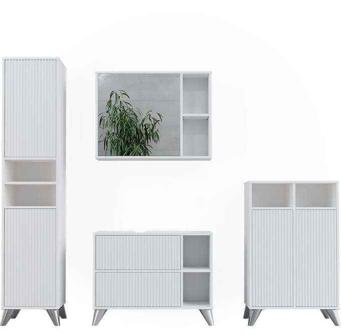 Vicco Badkamermeubelset Leano, Wit, 4-delig