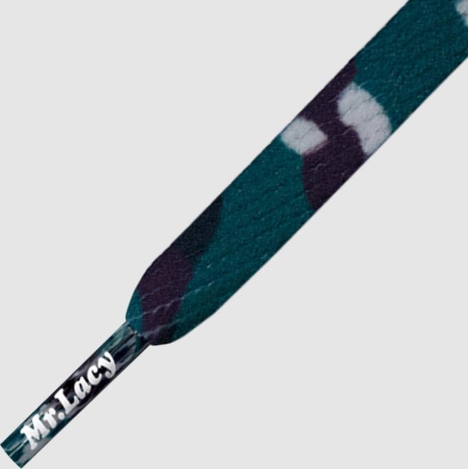 Mr.Lacy - sneakerveters - Smallies plat - Groen camouflage - veterlengte 90 cm