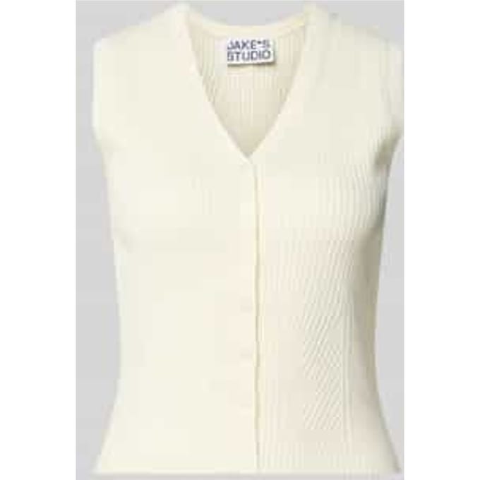 Gebreide bodywarmer van viscosemix met V-hals