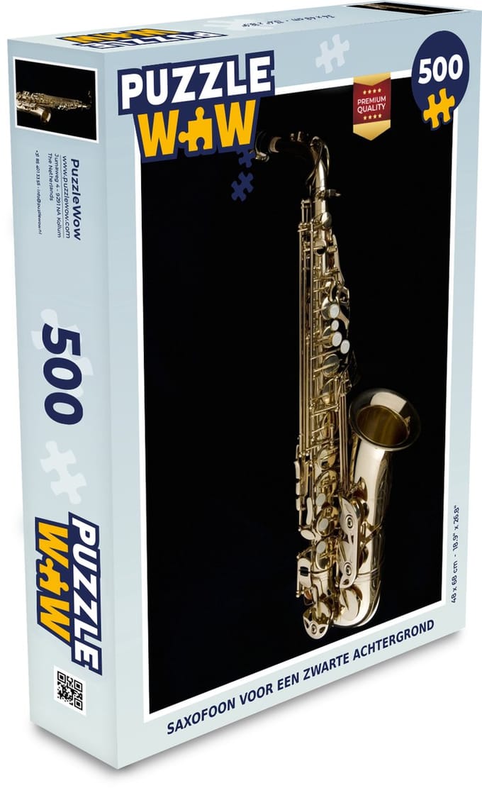 Puzzel Saxofoon voor een zwarte achtergrond - Legpuzzel - Puzzel 500 stukjes