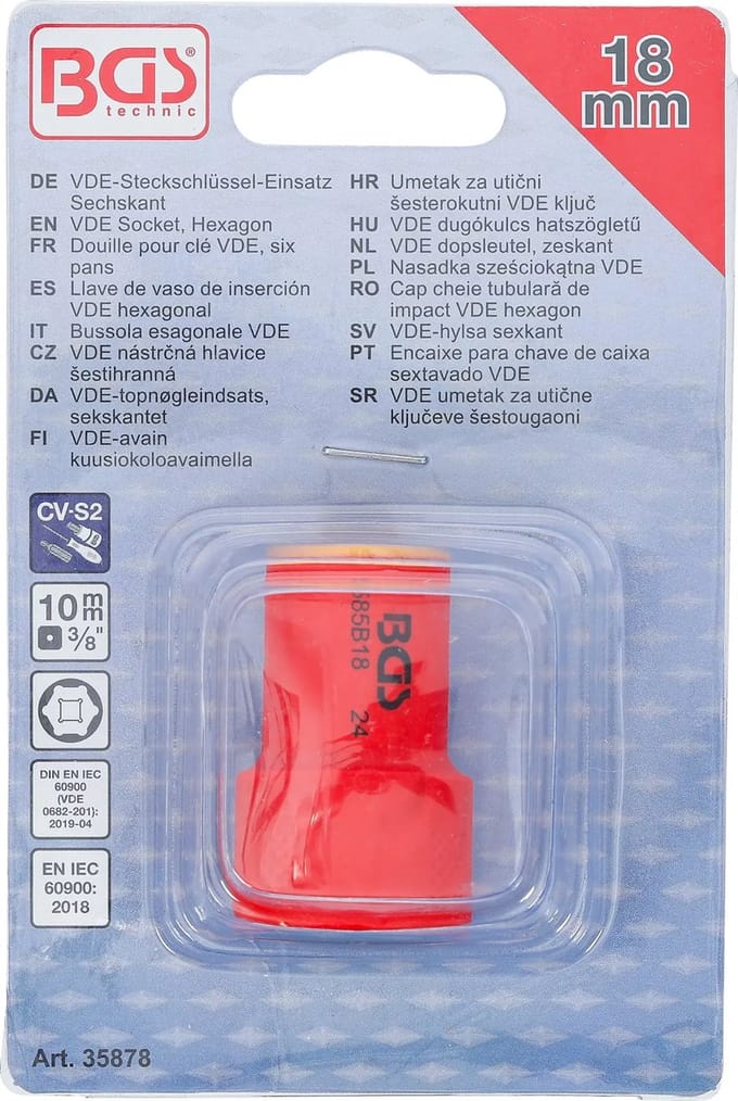 BGS VDE dopsleutel, zeskant - 3/8 - 18 mm