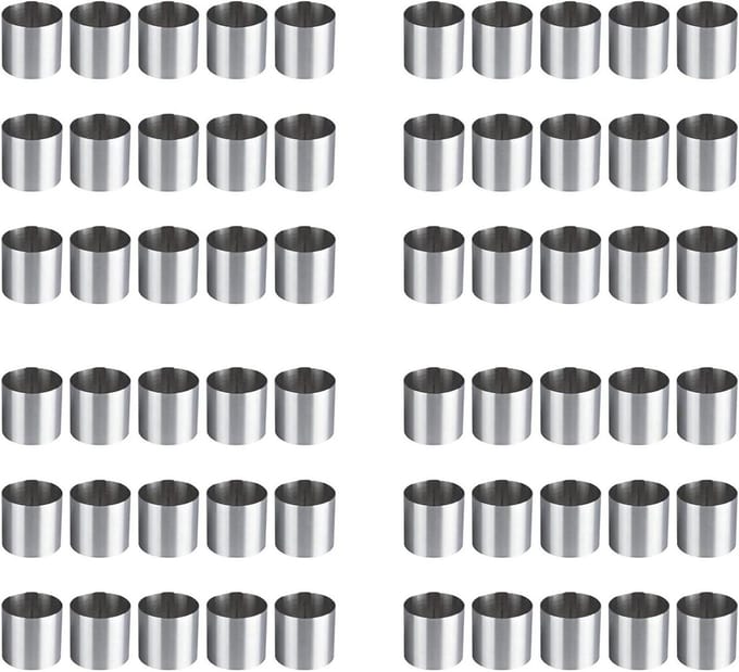 Mousse Ringen - Bakvormen Gebak - Taart Decoreren - Roestvrij Staal - 60 Stuks - Zilver