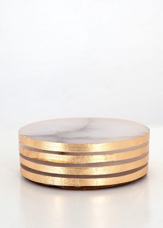 Sissy-Boy - Soapstone glasonderzetters - Goudkleurige edge - Set van 4
