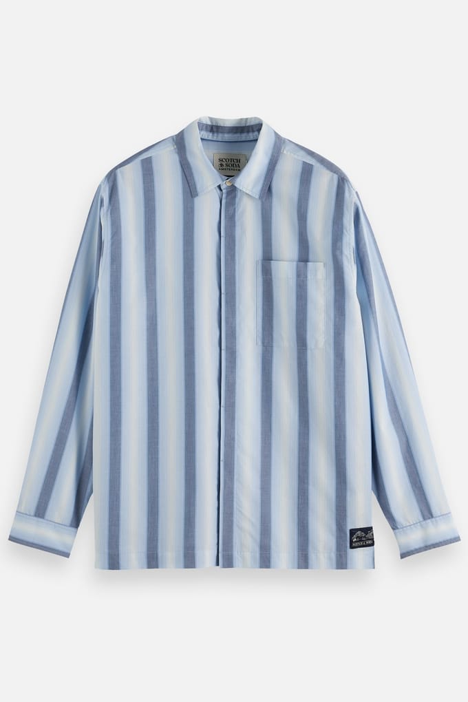 Scotch & Soda Shadow-stripe Relaxed-fit Shirt Peacoat Shadow Stripe Maat: M | Casual Overhemden Outlet | Heren | Blauw