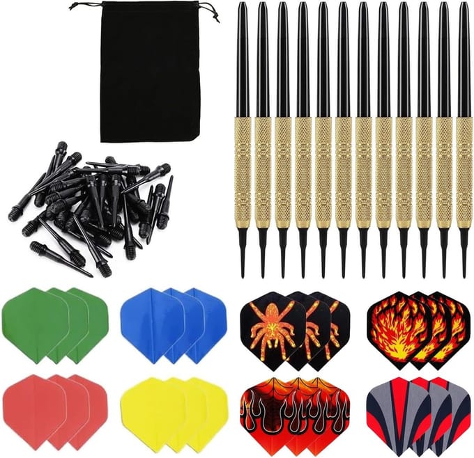 Dart Flights Set met 24 Extra Flights en 100 Vervangende Plastic Dart Tips voor Darten